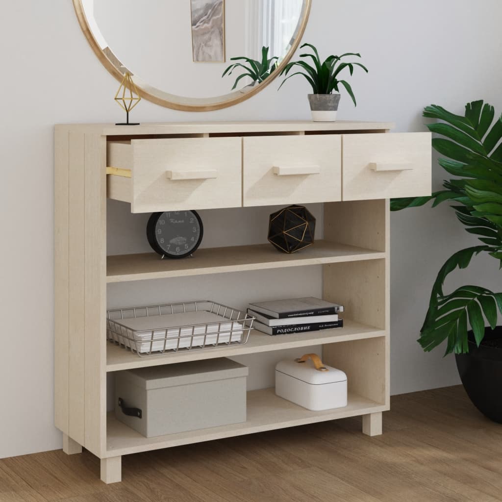 konsolbord HAMAR 90x35x90 cm massivt fyrretræ honningbrun