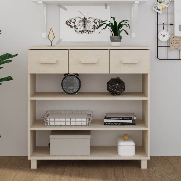 konsolbord HAMAR 90x35x90 cm massivt fyrretræ honningbrun