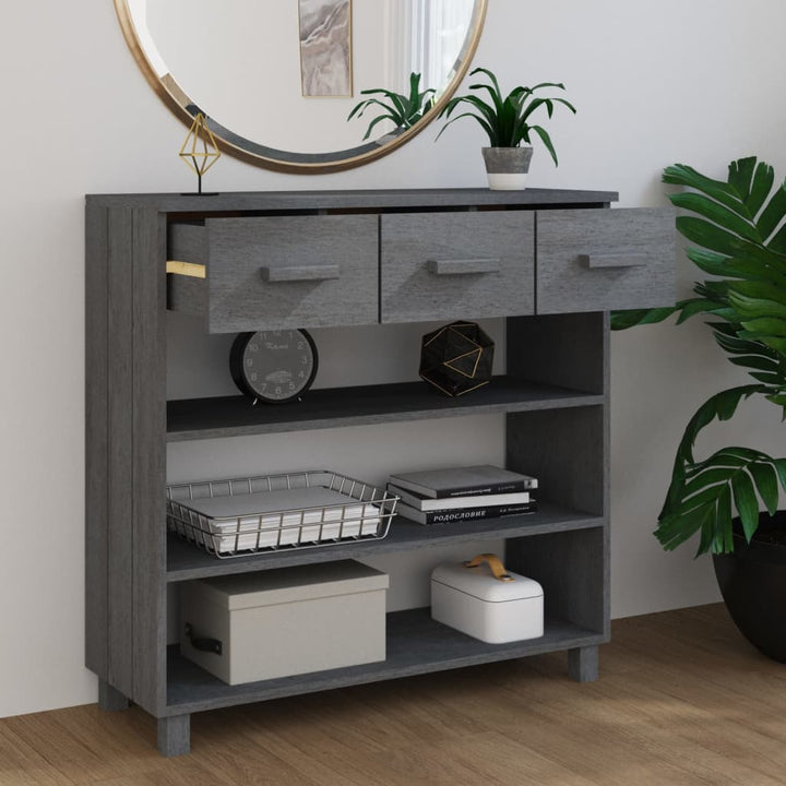 konsolbord HAMAR 90x35x90 cm massivt fyrretræ mørkegrå