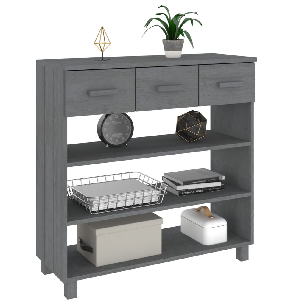 konsolbord HAMAR 90x35x90 cm massivt fyrretræ mørkegrå
