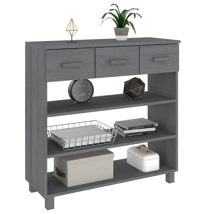 konsolbord HAMAR 90x35x90 cm massivt fyrretræ mørkegrå