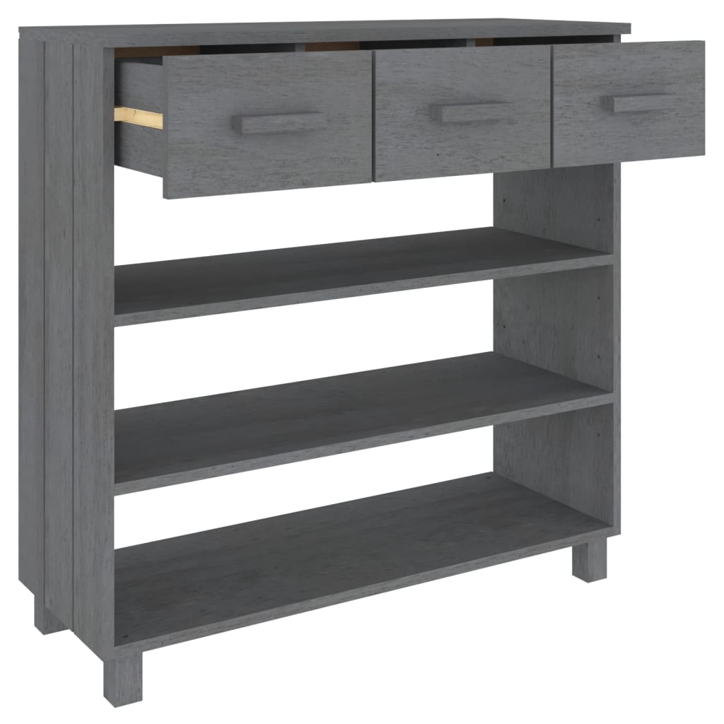 konsolbord HAMAR 90x35x90 cm massivt fyrretræ mørkegrå