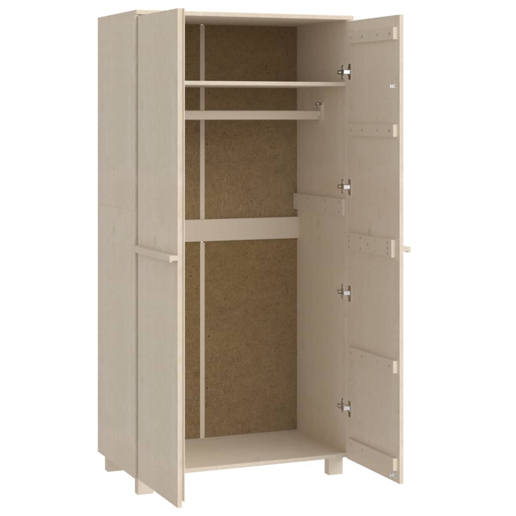 klædeskab HAMAR 89x50x180 cm massivt fyrretræ honningbrun