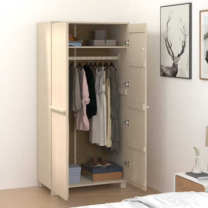 klædeskab HAMAR 89x50x180 cm massivt fyrretræ honningbrun