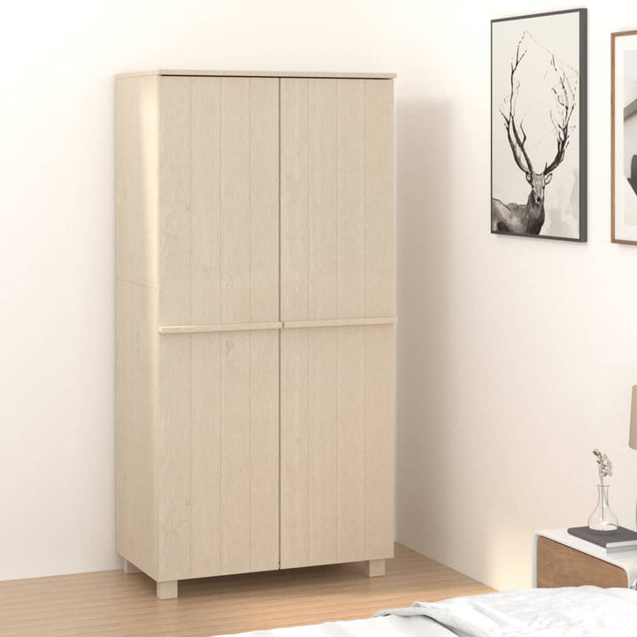 klædeskab HAMAR 89x50x180 cm massivt fyrretræ honningbrun