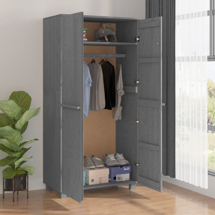 klædeskab HAMAR 89x50x180 cm massivt fyrretræ mørkegrå