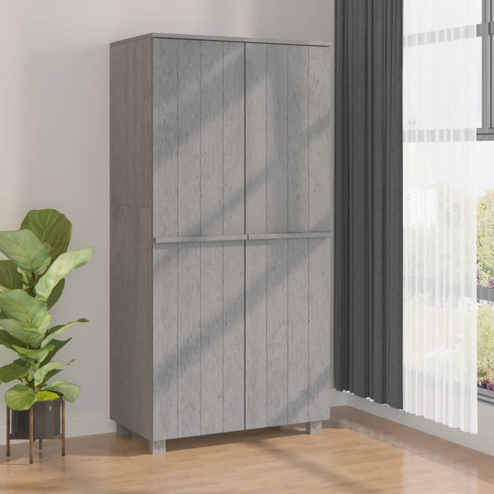 klædeskab HAMAR 89x50x180 cm massivt fyrretræ lysegrå