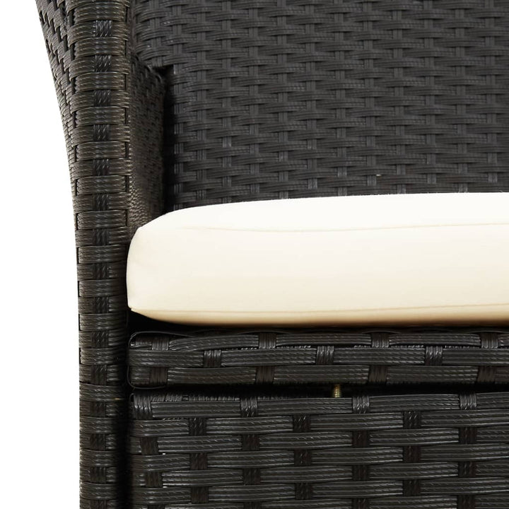udendørs spisebordssæt 9 dele med hynder polyrattan sort