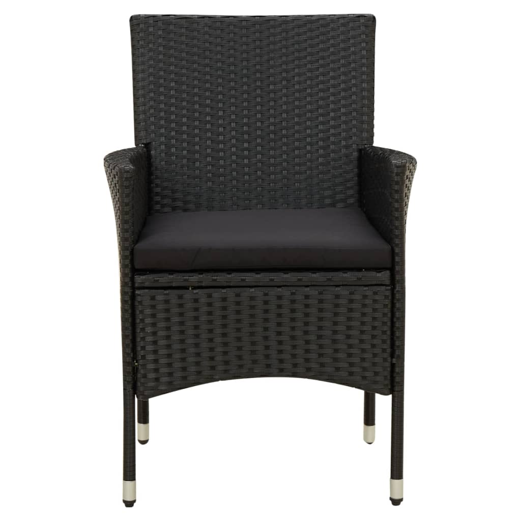 udendørs spisebordssæt 9 dele med hynder polyrattan sort