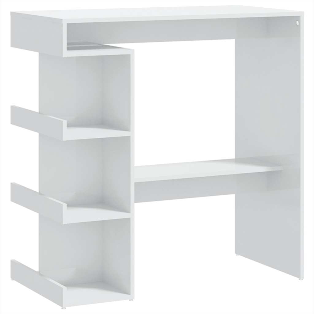 barbord med opbevaringsstativ 100x50x101,5 cm hvid højglans