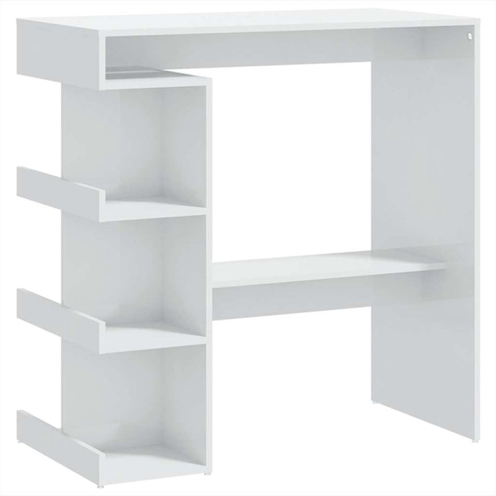 barbord med opbevaringsstativ 100x50x101,5 cm hvid højglans