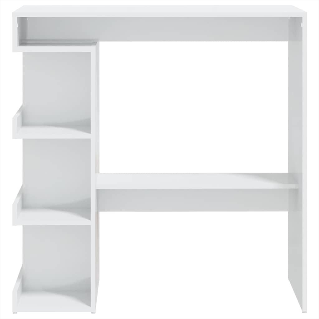 barbord med opbevaringsstativ 100x50x101,5 cm hvid højglans