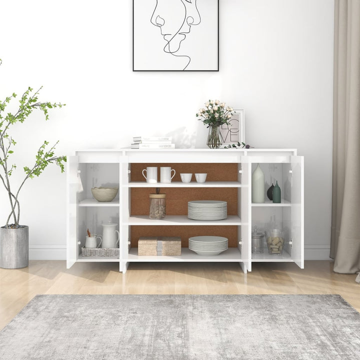 skænk 135x41x75 cm konstrueret træ hvid højglans