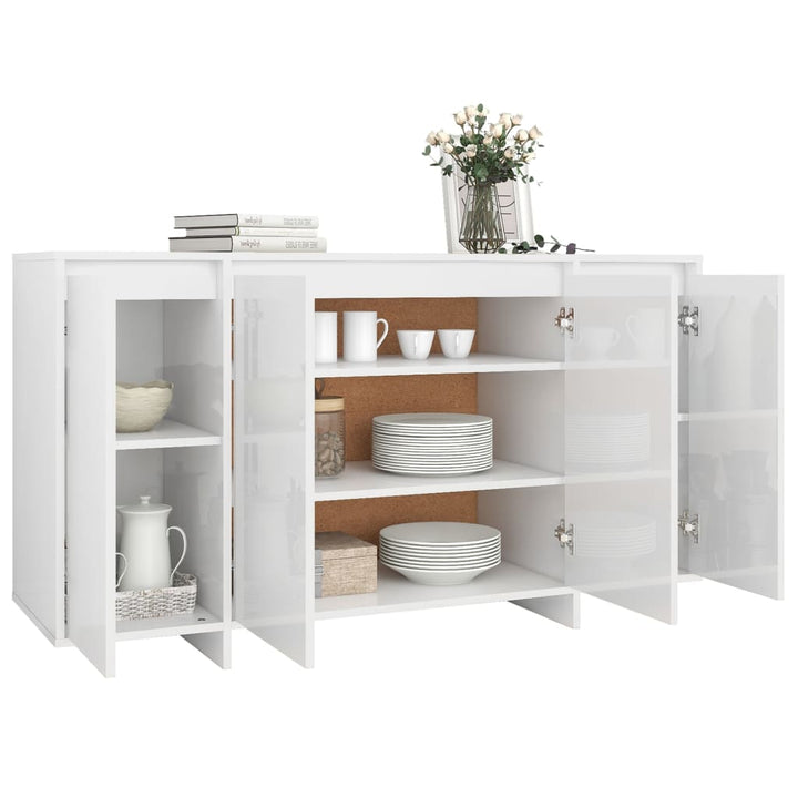 skænk 135x41x75 cm konstrueret træ hvid højglans
