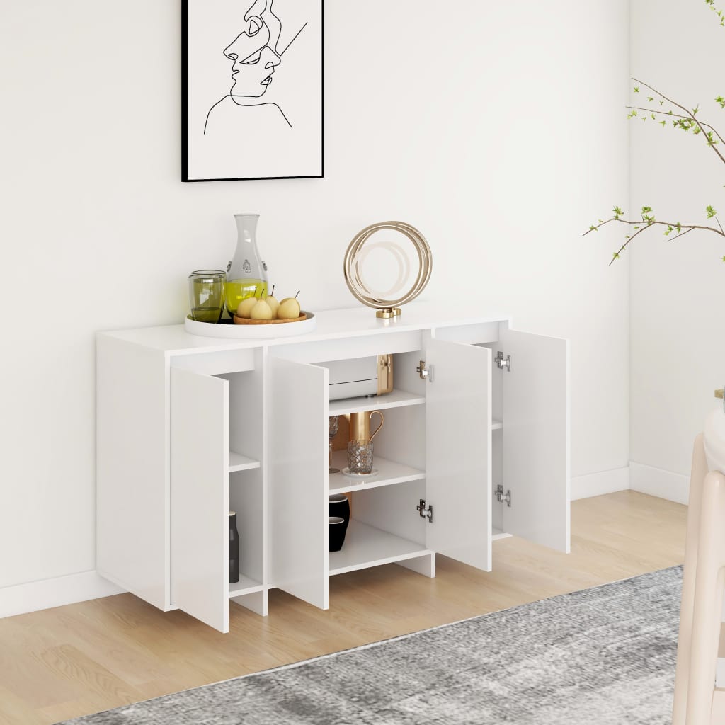 skænk 120x41x75 cm konstrueret træ hvid