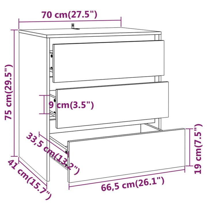 skænk 70x41x75 cm konstrueret træ sort