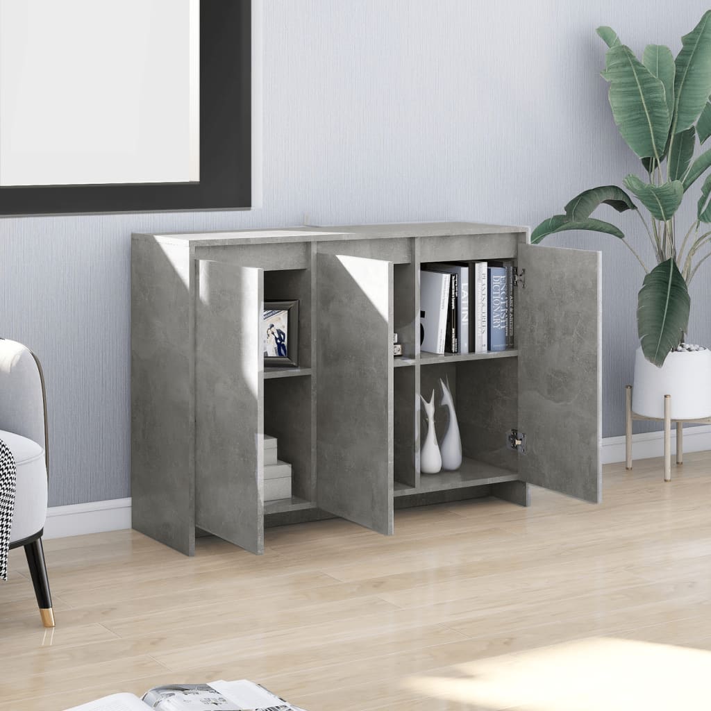 skænk 102x33x75 cm konstrueret træ betongrå