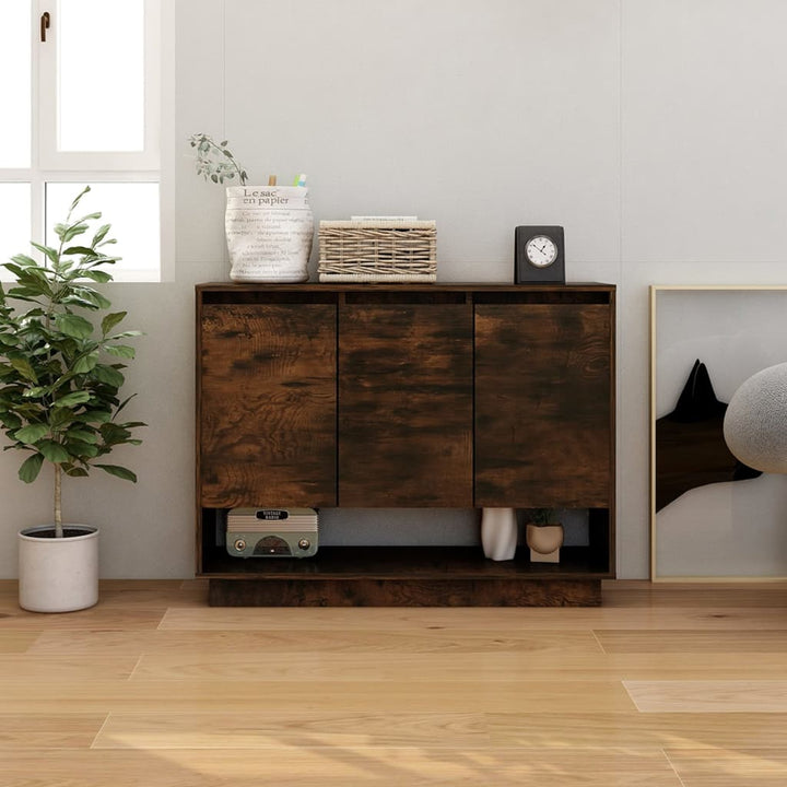 skænk 97x31x75 cm konstrueret træ røget egetræsfarve