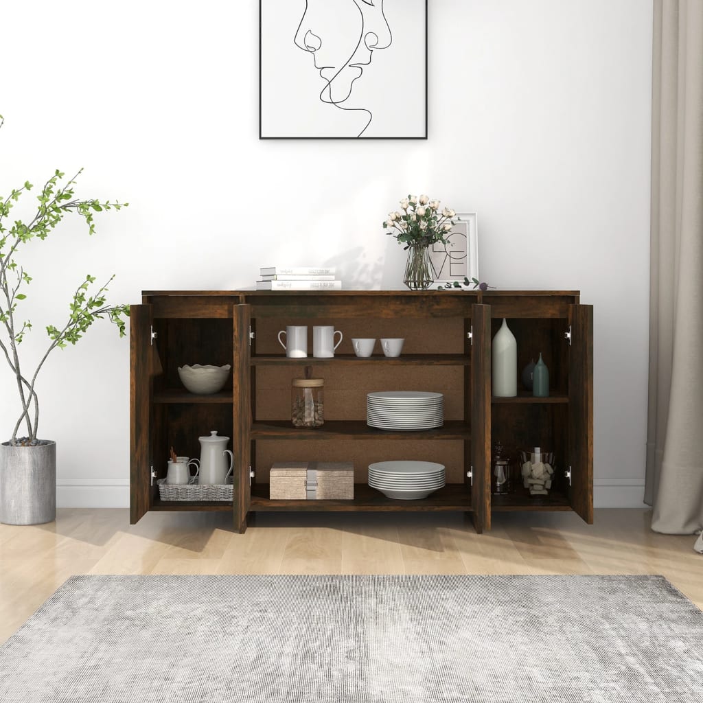 skænk 135x41x75 cm konstrueret træ røget egetræsfarve