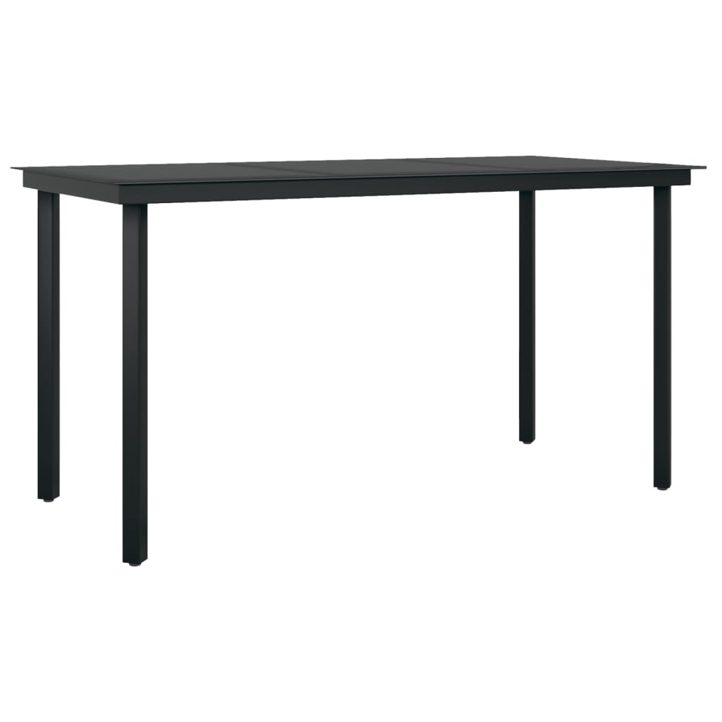 havebord 140x70x74 cm stål og glas sort