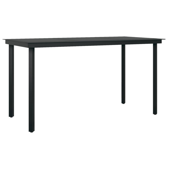havebord 140x70x74 cm stål og glas sort