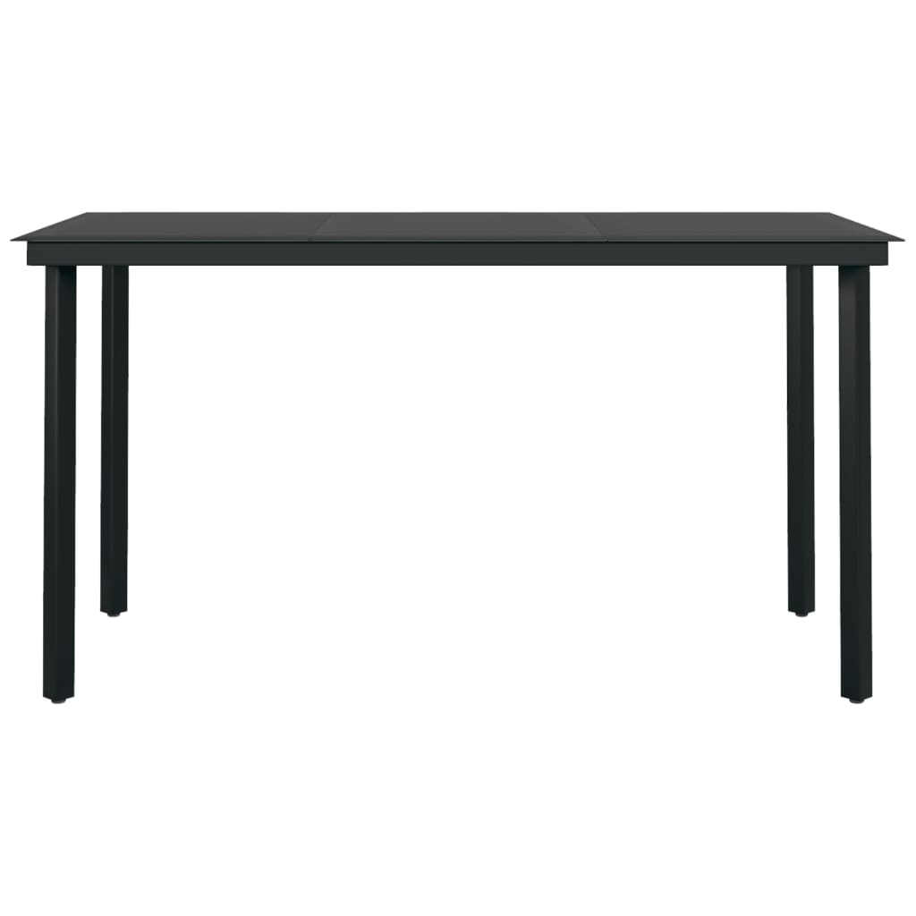 havebord 140x70x74 cm stål og glas sort