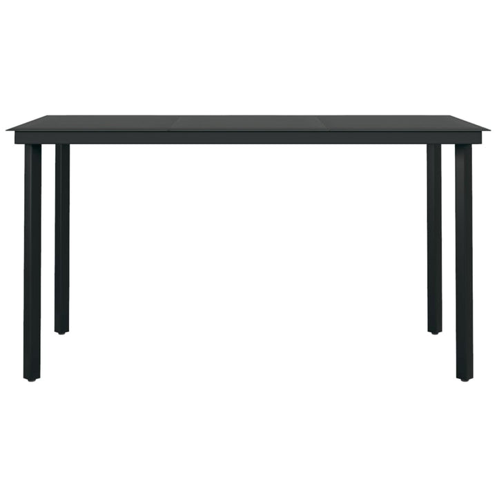 havebord 140x70x74 cm stål og glas sort