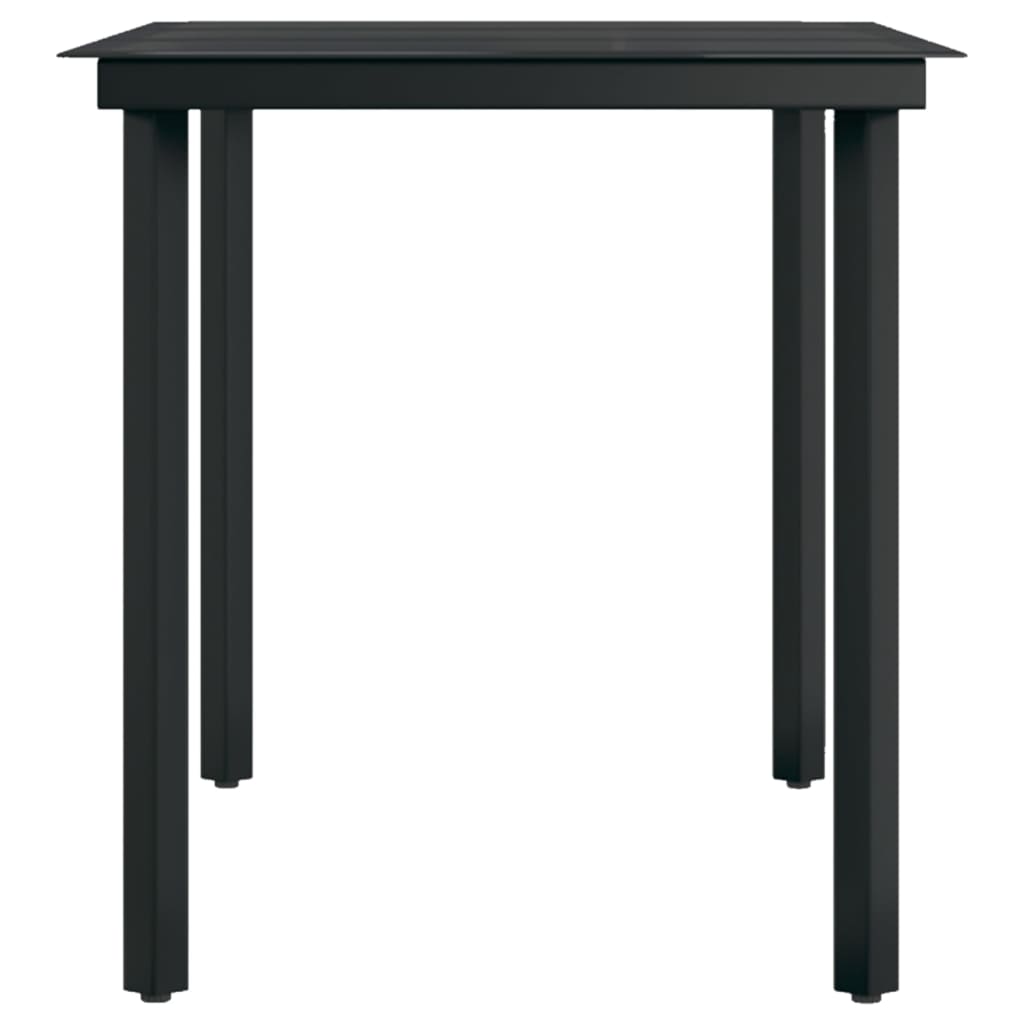 havebord 140x70x74 cm stål og glas sort