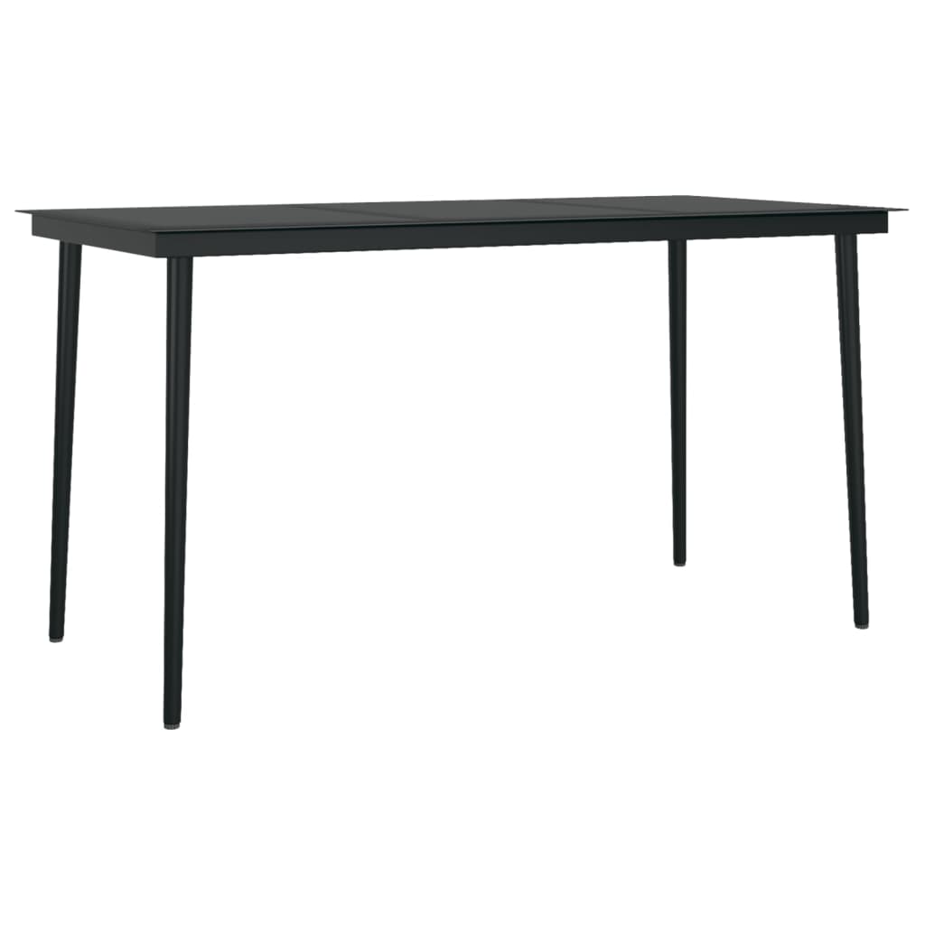havebord 140x70x74 cm stål og glas sort