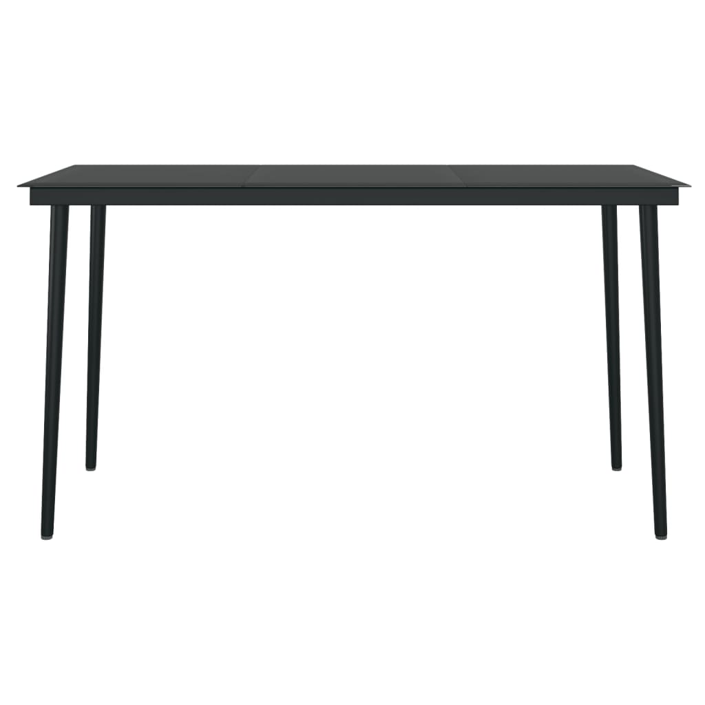 havebord 140x70x74 cm stål og glas sort