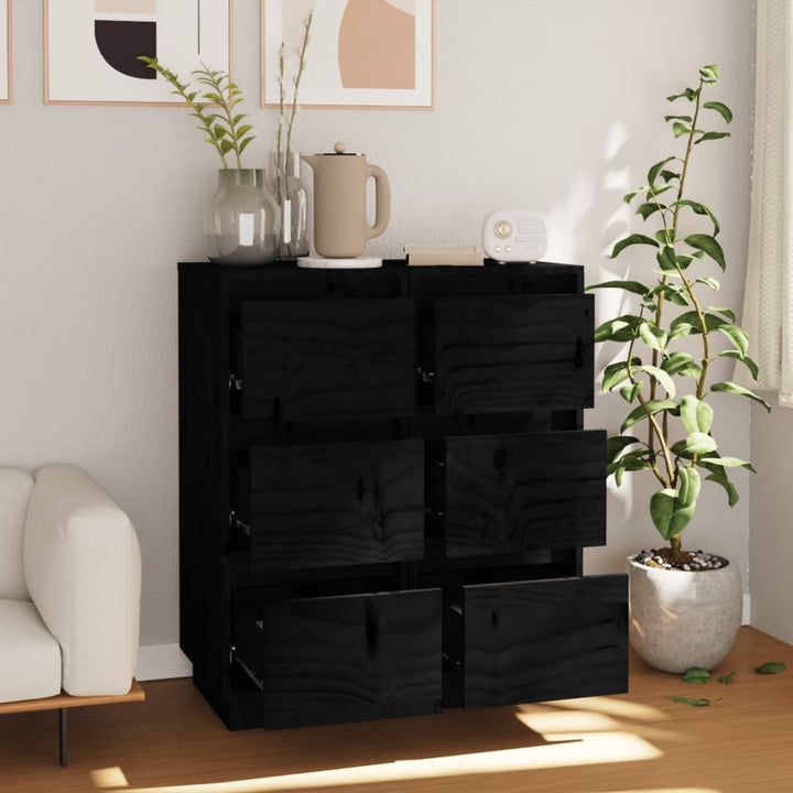 skænke 2 stk. 32x34x75 cm massivt fyrretræ sort