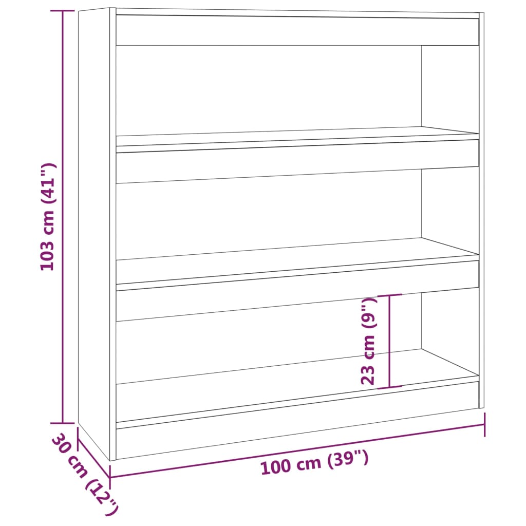 bogreol/rumdeler 100x30x103 cm sonoma-eg