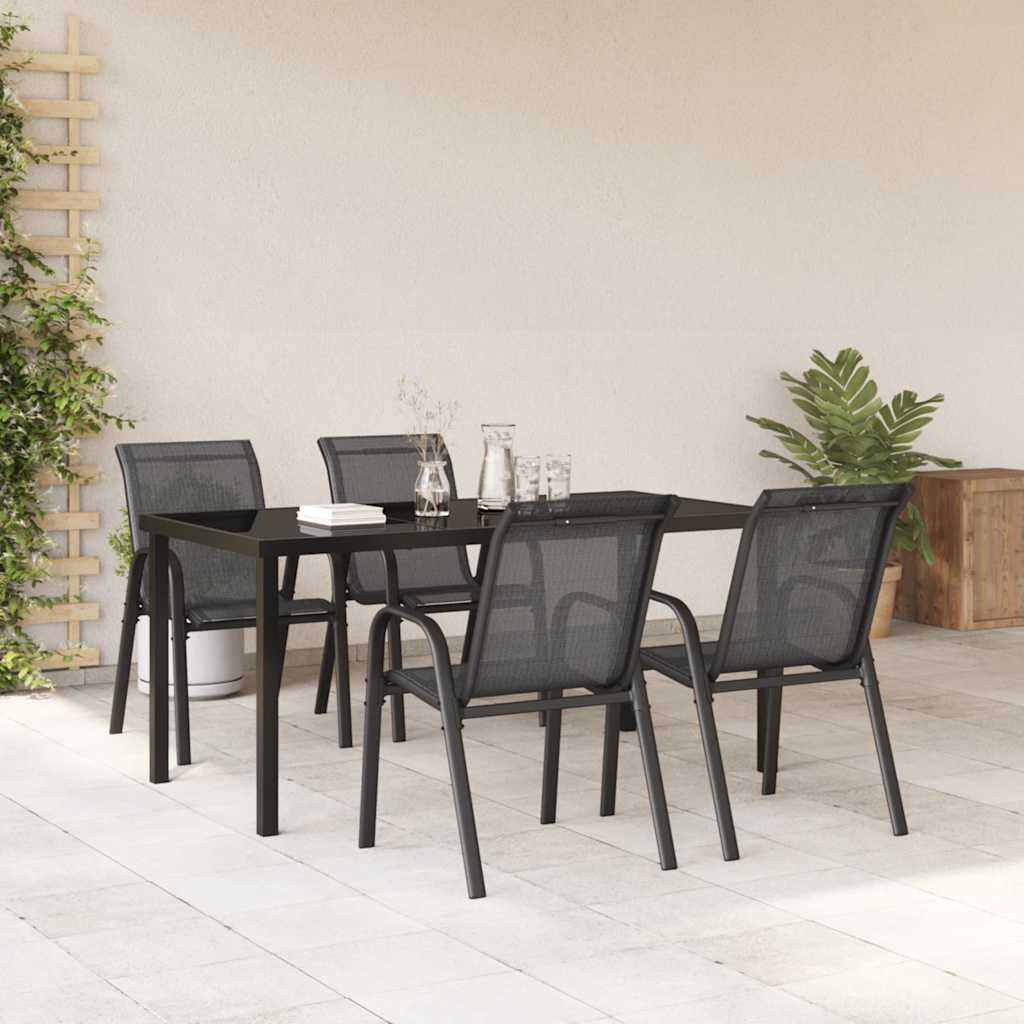 stabelbare havestole 4 stk. textilene sort