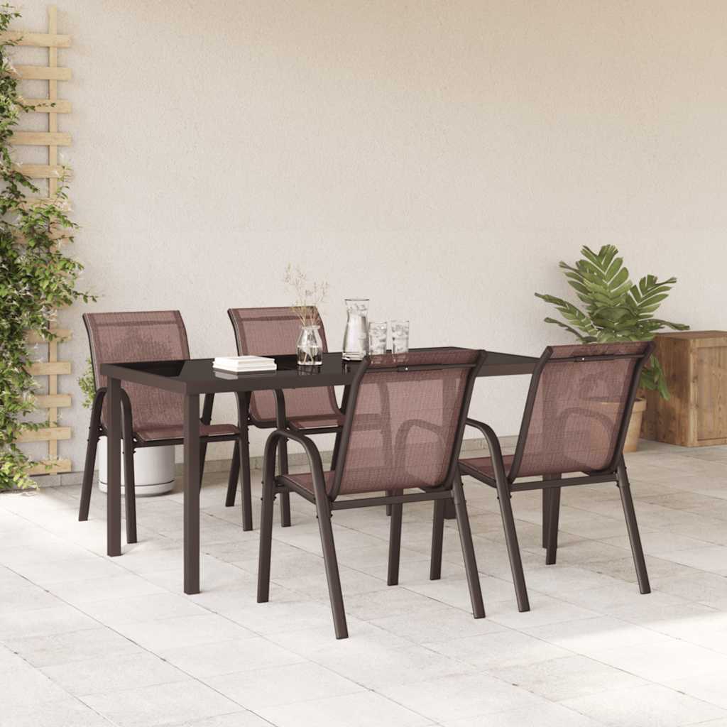 stabelbare havestole 4 stk. textilene brun