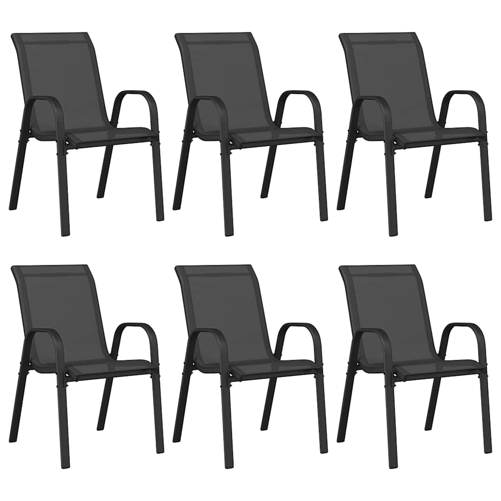 stabelbare havestole 6 stk. textilene sort