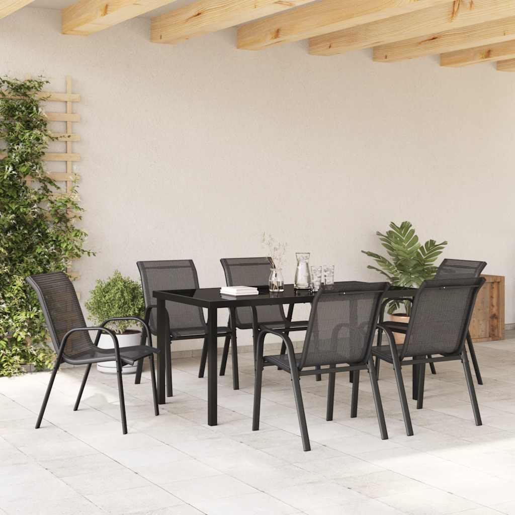 stabelbare havestole 6 stk. textilene sort