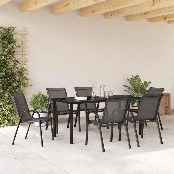 stabelbare havestole 6 stk. textilene sort