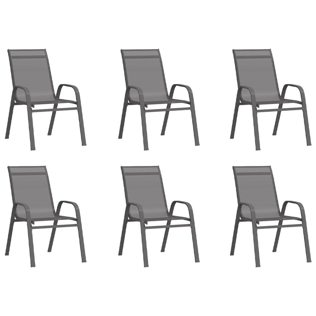 stabelbare havestole 6 stk. textilene grå