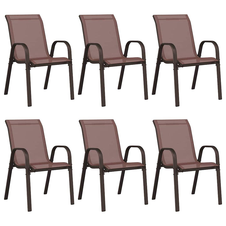 stabelbare havestole 6 stk. textilene brun