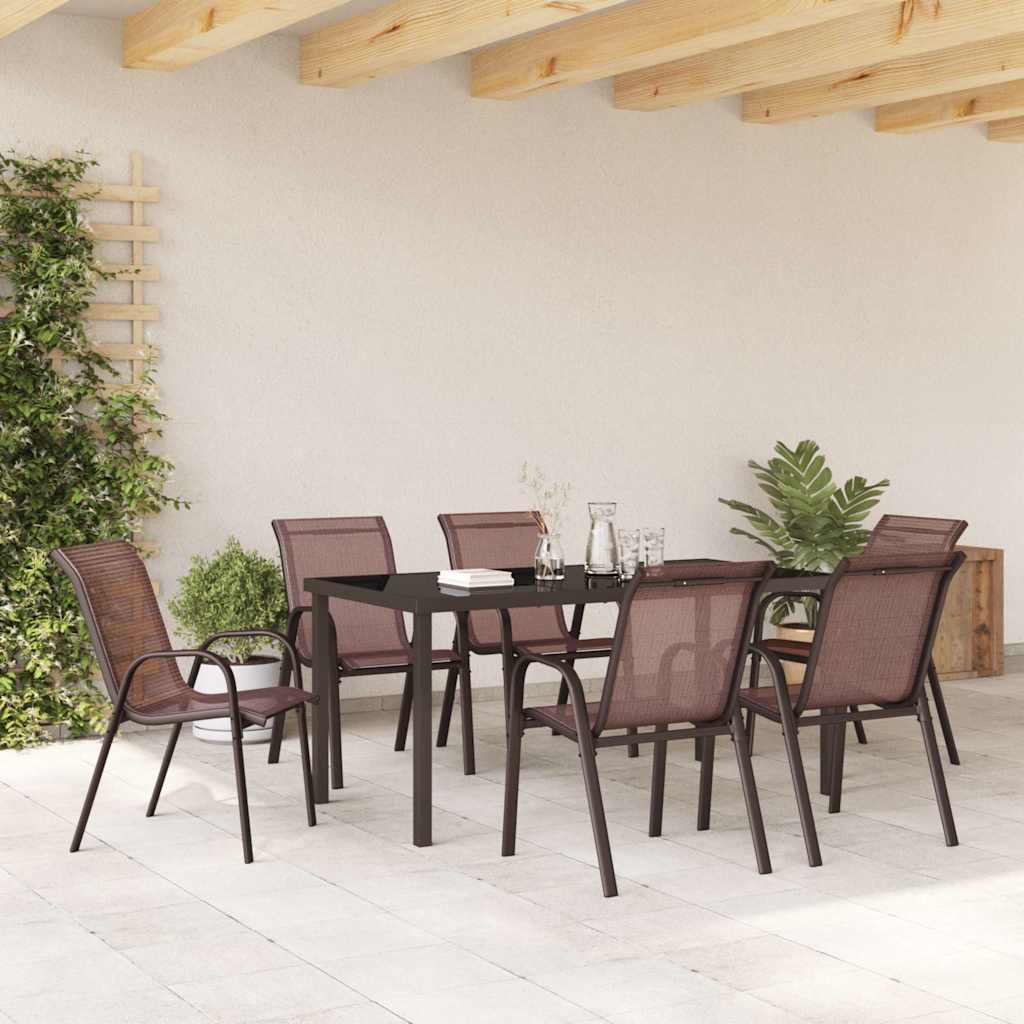 stabelbare havestole 6 stk. textilene brun