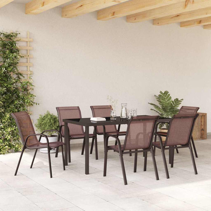 stabelbare havestole 6 stk. textilene brun
