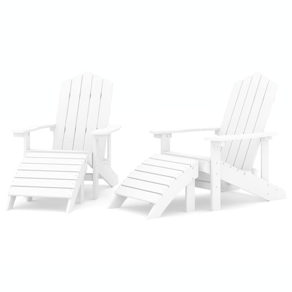 Adirondack-havestole med fodstøtte 2 stk. HDPE hvid