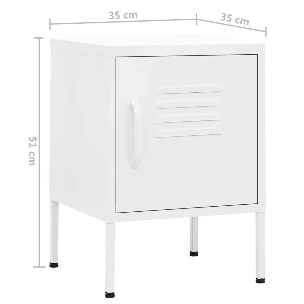 natborde 2 stk. 35x35x51 cm stål hvid