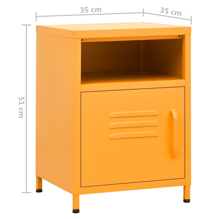 natborde 2 stk. 35x35x51 cm stål sennepsgul