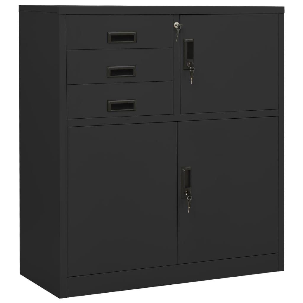 kontorskab med plantekasse 90x40x125 cm stål antracitgrå