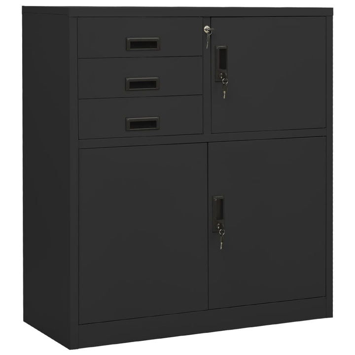 kontorskab med plantekasse 90x40x125 cm stål antracitgrå