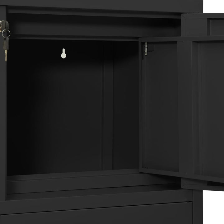kontorskab med plantekasse 90x40x125 cm stål antracitgrå