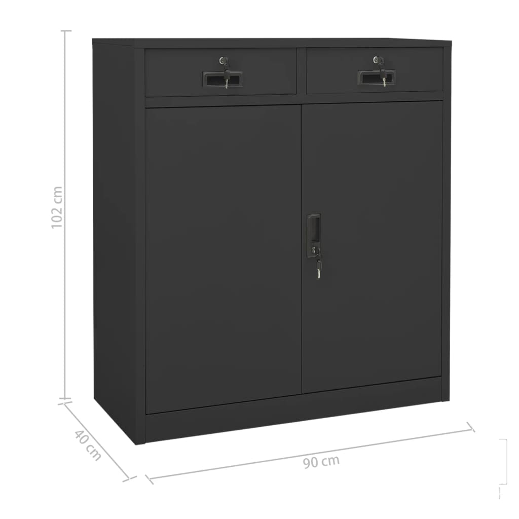 kontorskab med plantekasse 90x40x125 cm stål antracitgrå
