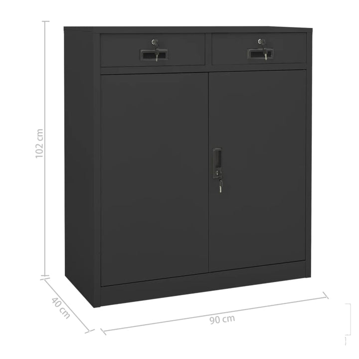 kontorskab med plantekasse 90x40x125 cm stål antracitgrå