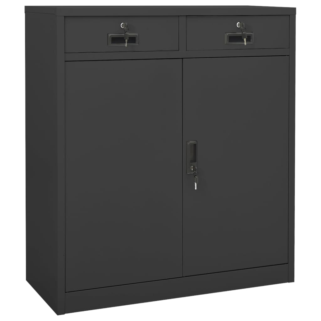 kontorskab med plantekasse 90x40x125 cm stål antracitgrå